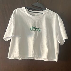 NWOT White Crop Top with dirty martini embroidery